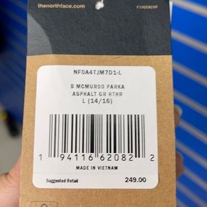 The North Face B McMurdo Parka Asphalt Grey Hthr L 14/16